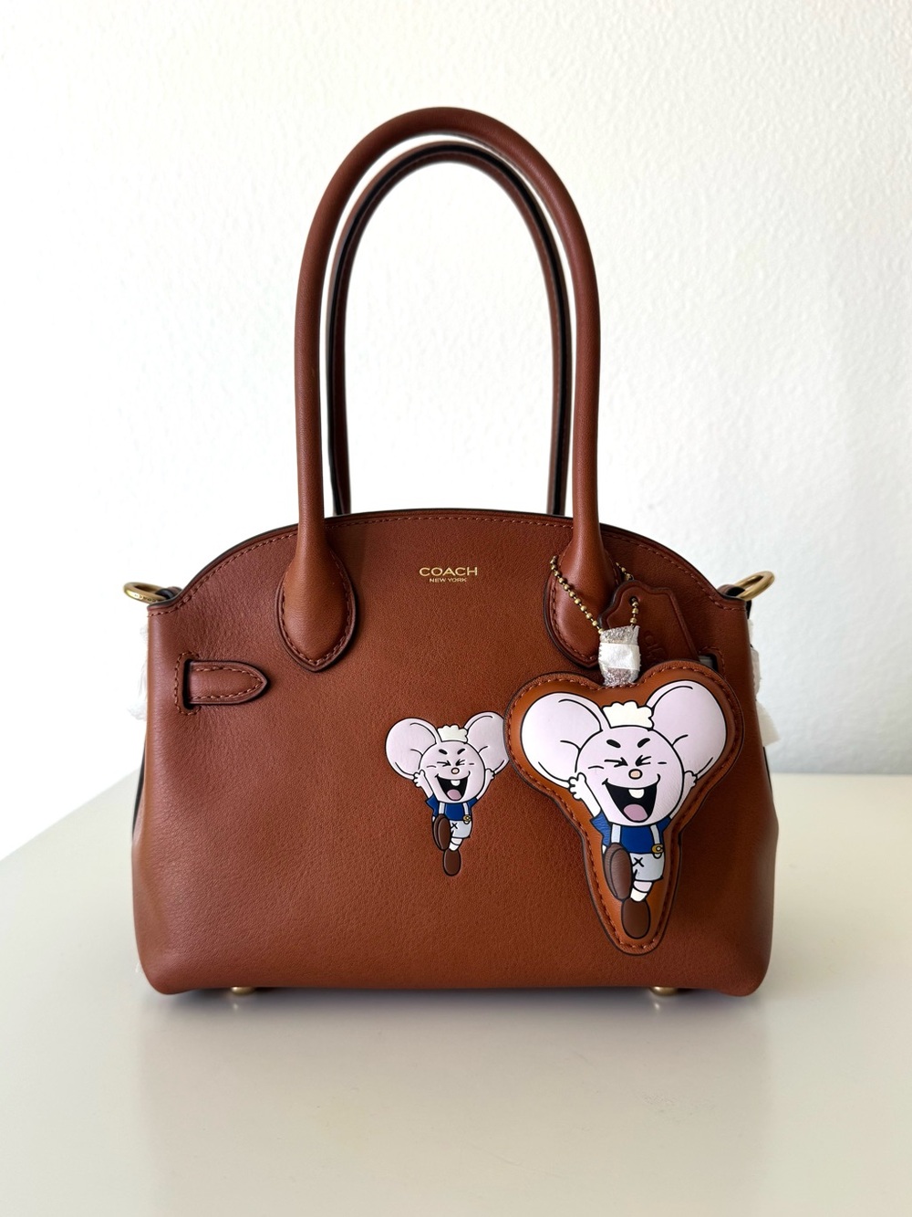 Coach X Brain Dead Empire 21 Carryall Bag With Kachi Mouse And Charm Amber Brown